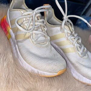 Adidas Cream Sneakers with Rainbow Soles